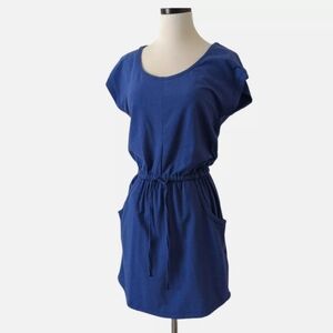 The North Face Womens Blue Striped Dress Casual Summer Cinch Waist Outdoor Sz L